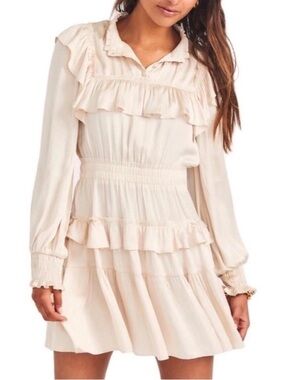 LoveShackFancy Cream Ruffle Mini Dress